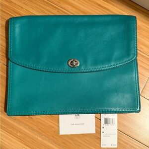 Coach Emerald Green Leather Clutch